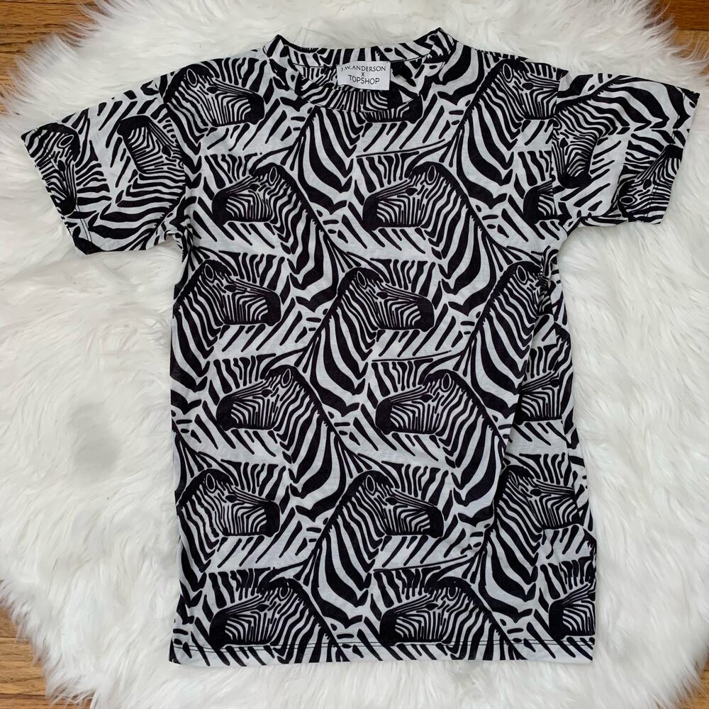 JW Anderson x Topshop black and white zebra print crewneck tee